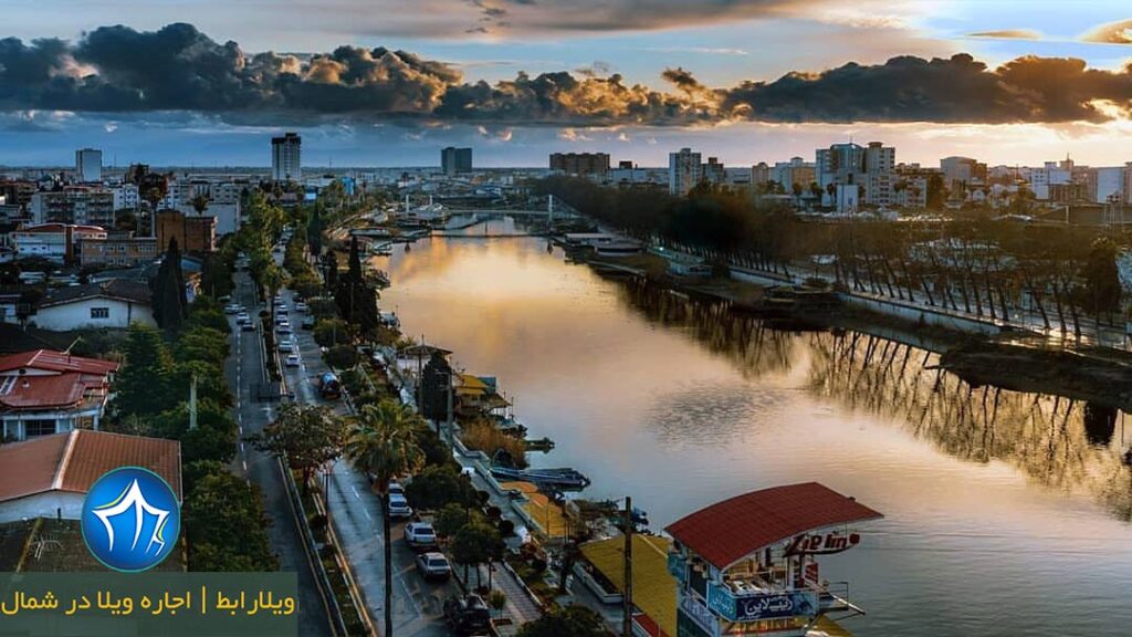 رودخانه بابلسر پل فلزی و بازار سنتی بابلسر